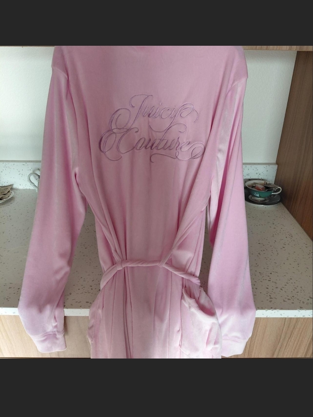 Juicy Couture Light Pink Velour Robe with Script Logo